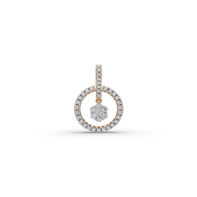 Enduring Whisper Round Lab-Grown Diamond Cluster Pendant in yellow gold, set with lab-grown diamonds