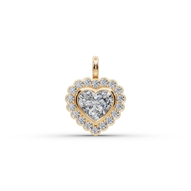 Infinite Bloom Heart Lab-Grown Diamond Halo Pendant in yellow gold, set with lab-grown diamonds