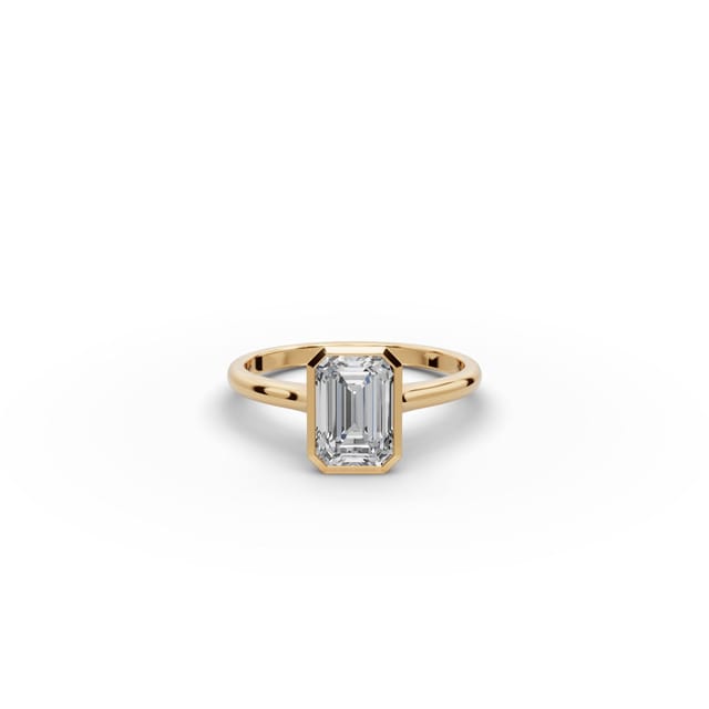 Enduring Glow Emerald Lab-Grown Diamond Solitaire Ring in yellow gold, set with lab-grown diamonds