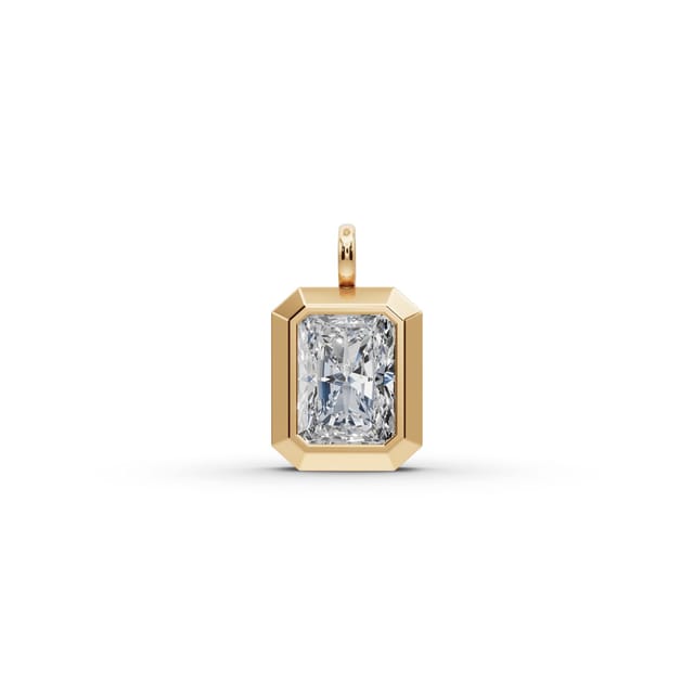 Elegant Bloom Radiant Lab-Grown Diamond Solitaire Pendant in yellow gold, set with lab-grown diamonds