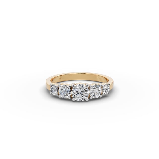 Midnight Aura Round Lab-Grown Diamond Five Stone Ring in yellow gold, set with lab-grown diamonds