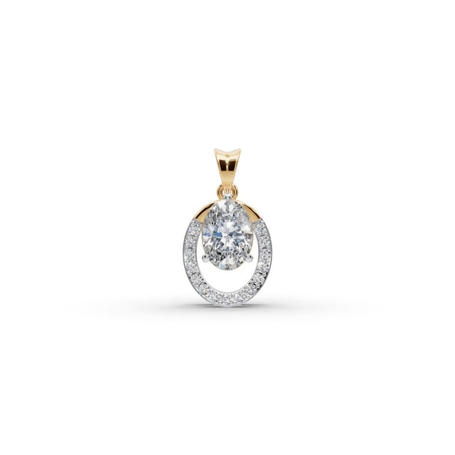 Everlasting Trail Oval Lab-Grown Diamond Halo Pendant in yellow gold, set with lab-grown diamonds