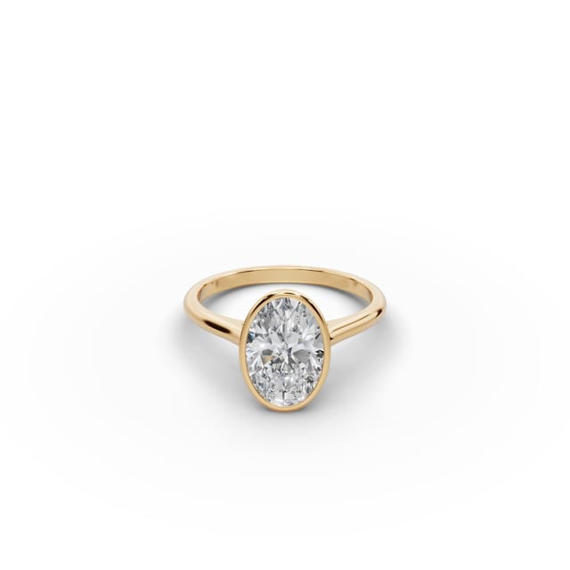 Everlasting Light Oval Lab-Grown Diamond Solitaire Ring in yellow gold, set with lab-grown diamonds