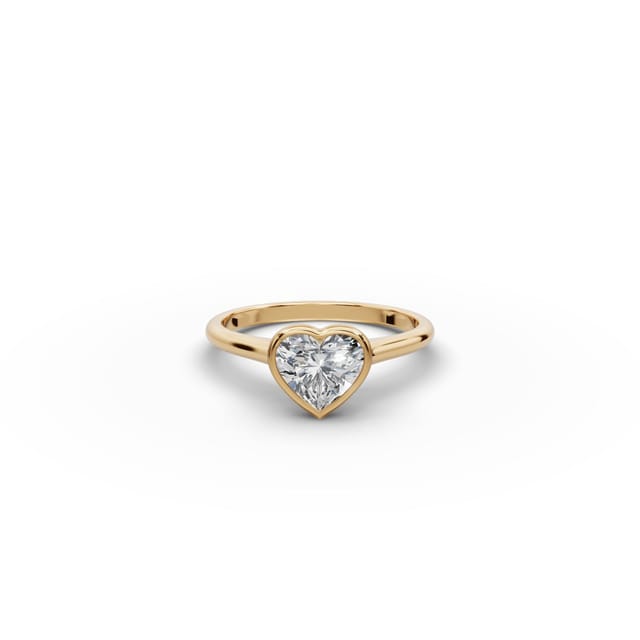 Midnight Sparkle Heart Lab-Grown Diamond Solitaire Ring in yellow gold, set with lab-grown diamonds