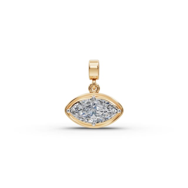 Regal Grace Marquise Lab-Grown Diamond Solitaire Pendant in yellow gold, set with lab-grown diamonds