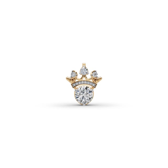 Everlasting Dew Crown Lab-Grown Diamond Pendant in yellow gold, set with lab-grown diamonds
