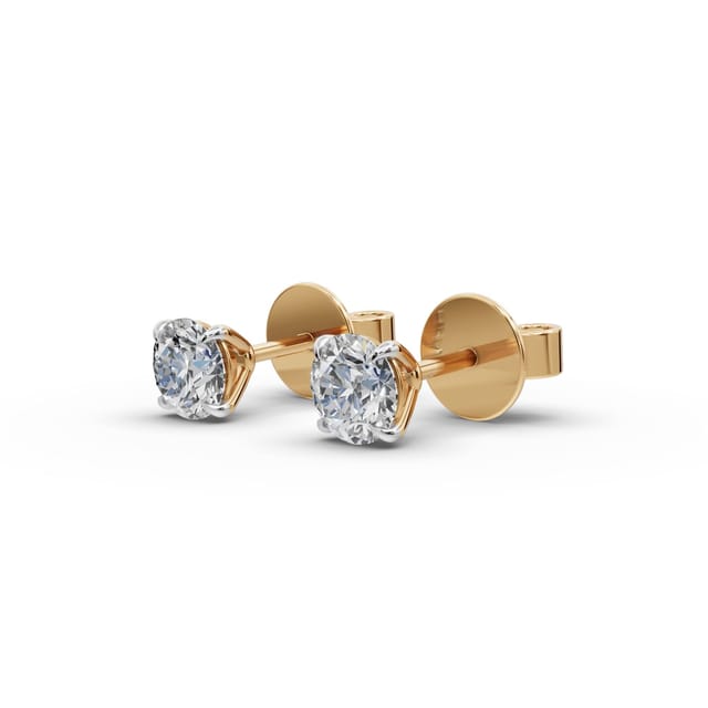 Eternal Dew Round Lab-Grown Diamond Studs Earring in yellow gold, set with lab-grown diamonds