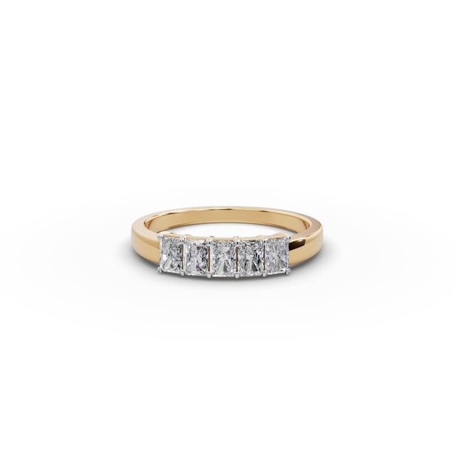 Opulent Light Radiant Lab-Grown Diamond Five Stone Ring in yellow gold, set with lab-grown diamonds