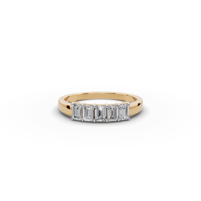 Classic Trail Emerald Lab-Grown Diamond Five Stone Ring in yellow gold, set with lab-grown diamonds