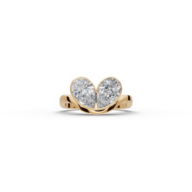 Brilliant Cascade Pear Lab-Grown Diamond Two Stone Toi Et Moi in yellow gold, set with lab-grown diamonds