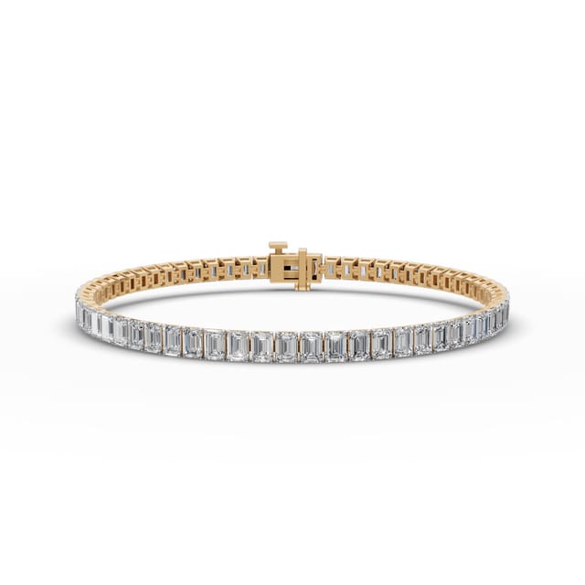 Luminous Ember Emerald Lab-Grown Diamond Tennis Bracelet in yellow gold, set with lab-grown diamonds