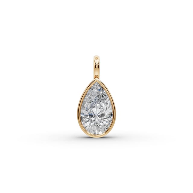 Graceful Ember Pear Lab-Grown Diamond Solitaire Pendant in yellow gold, set with lab-grown diamonds