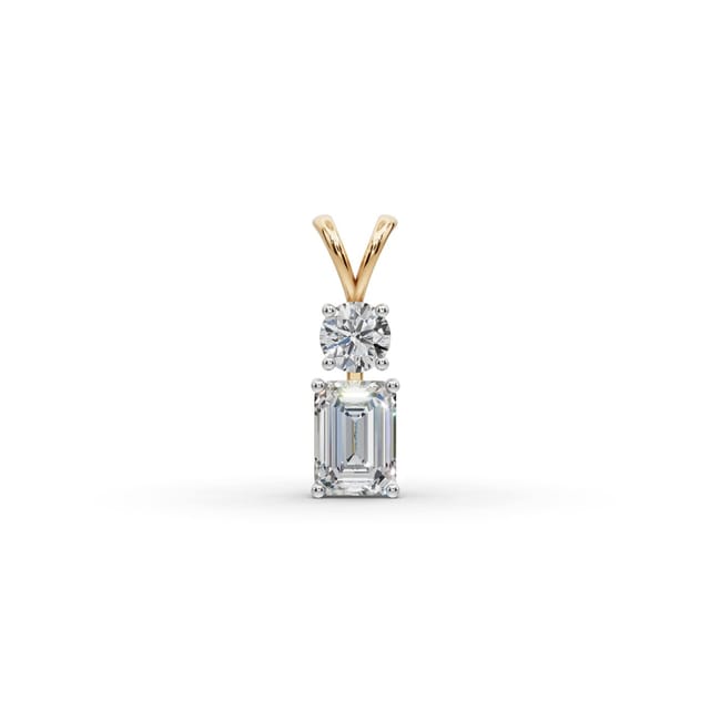 Infinite Grace Emerald Lab-Grown Diamond Solitaire Pendant in yellow gold, set with lab-grown diamonds