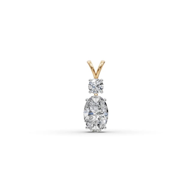 Celestial Muse Oval Lab-Grown Diamond Solitaire Pendant in yellow gold, set with lab-grown diamonds