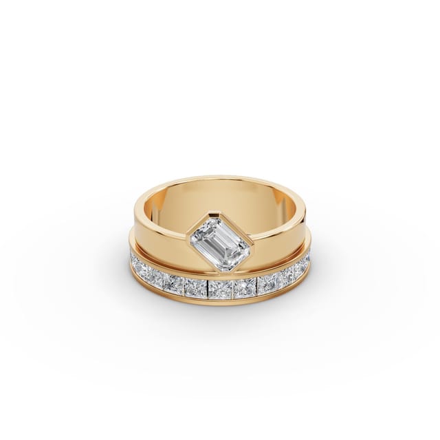 Enduring Light Princess Lab-Grown Diamond Bands Ring in yellow gold, set with lab-grown diamonds