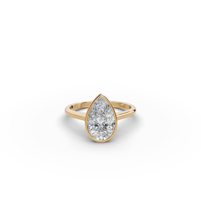 Delicate Grace Pear Lab-Grown Diamond Solitaire Ring in yellow gold, set with lab-grown diamonds