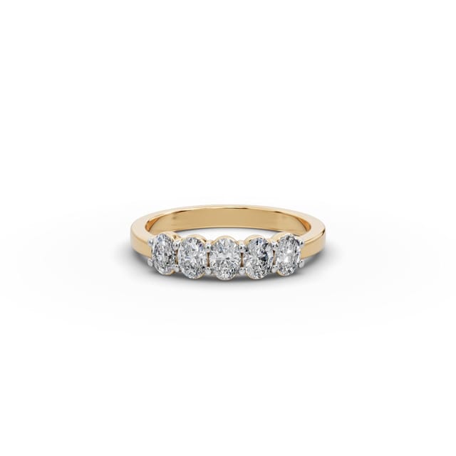 Enduring Cascade Oval Lab-Grown Diamond Five Stone Ring in yellow gold, set with lab-grown diamonds