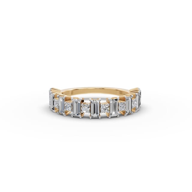 Delicate Trail Baguette Lab-Grown Diamond Bands Ring in yellow gold, set with lab-grown diamonds