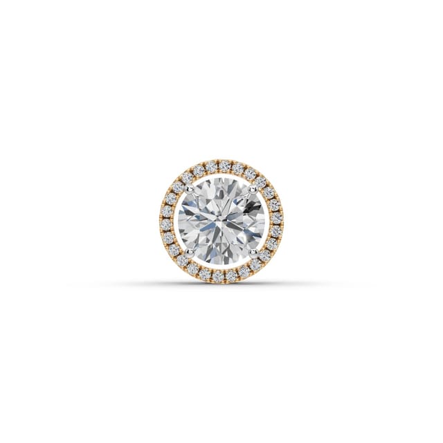 Midnight Grace Round Lab-Grown Diamond Halo Pendant in yellow gold, set with lab-grown diamonds
