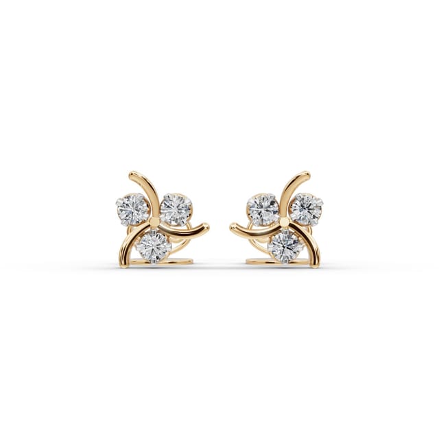 Opulent Dew Round Lab-Grown Diamond Studs Earring in yellow gold, set with lab-grown diamonds
