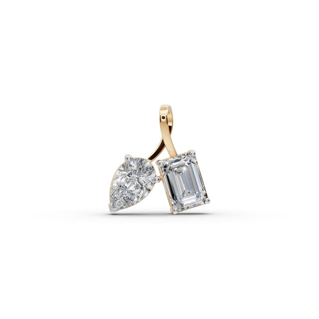 Celestial Cascade Emerald Lab-Grown Diamond Solitaire Pendant in yellow gold, set with lab-grown diamonds