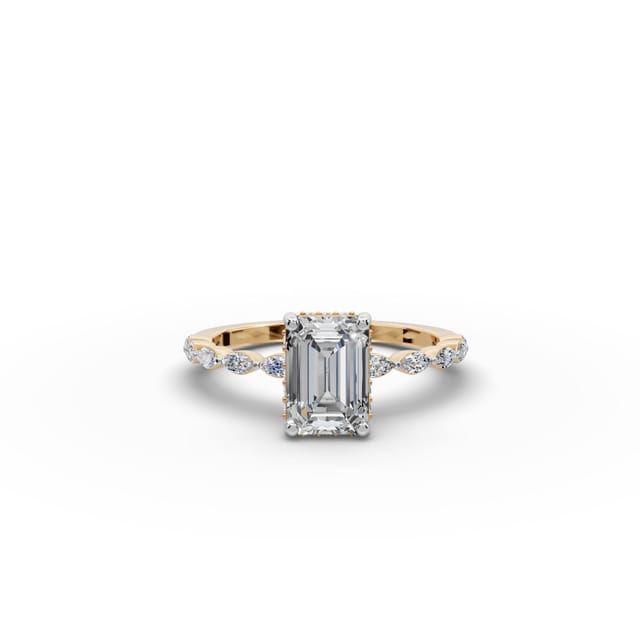 Everlasting Signature Emerald Lab-Grown Diamond Solitaire Ring in yellow gold, set with lab-grown diamonds