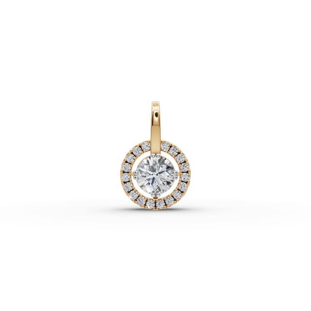 Everlasting Trail Round Lab-Grown Diamond Halo Pendant in yellow gold, set with lab-grown diamonds
