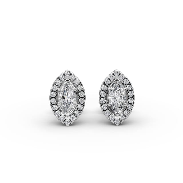 Morning Line Marquise Halo Stud Lab-Grown Diamond Silver Earring in silver, set with lab-grown diamonds