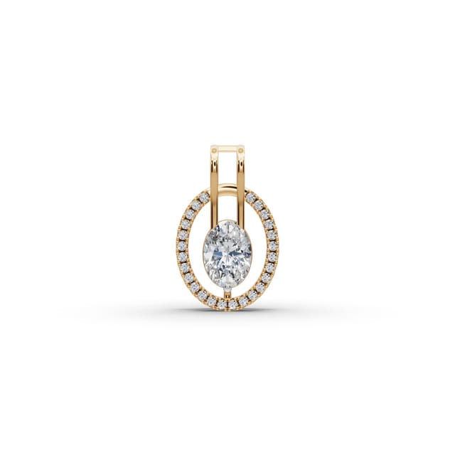 Enduring Light Oval Lab-Grown Diamond Halo Pendant in yellow gold, set with lab-grown diamonds