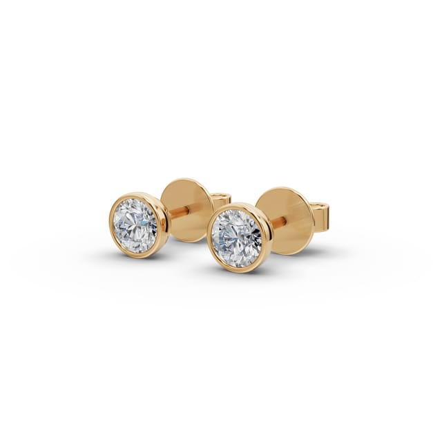Opulent Sparkle Round Lab-Grown Diamond Studs Earring in yellow gold, set with lab-grown diamonds