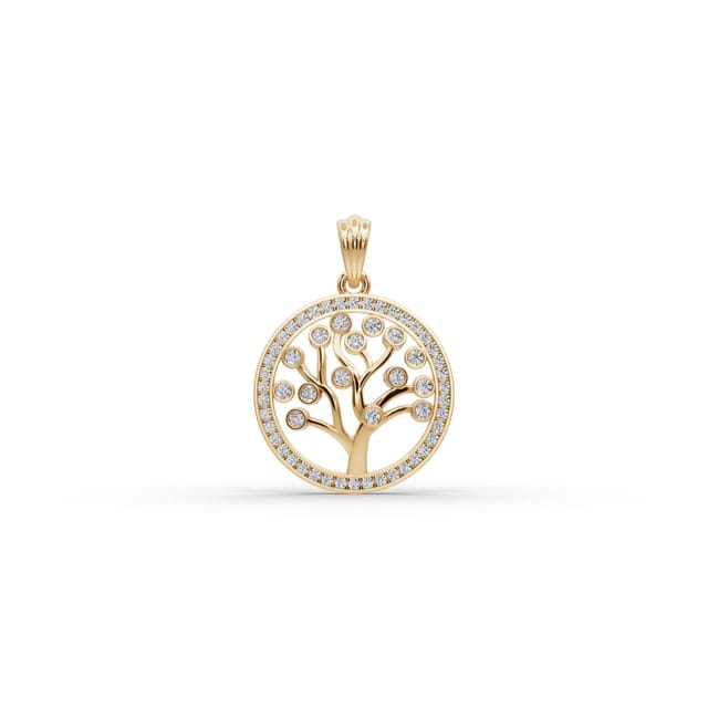 Regal Reverie Tree Of Life Lab-Grown Diamond Pendant in yellow gold, set with lab-grown diamonds