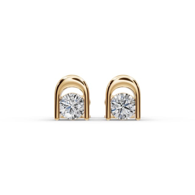 Timeless Glow Round Lab-Grown Diamond Studs Earring in yellow gold, set with lab-grown diamonds