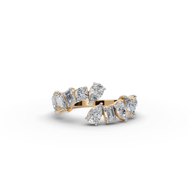 Regal Cascade Pear Lab-Grown Diamond Cocktail Ring in yellow gold, set with lab-grown diamonds