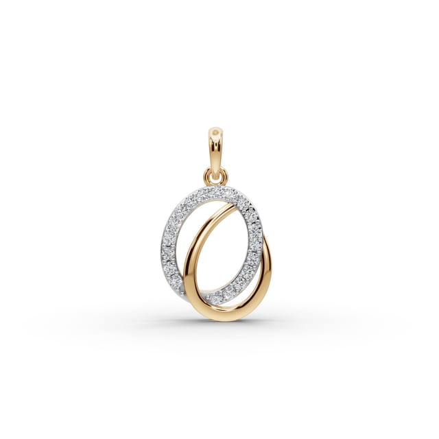 Radiant Signature Round Lab-Grown Diamond Cluster Pendant in yellow gold, set with lab-grown diamonds