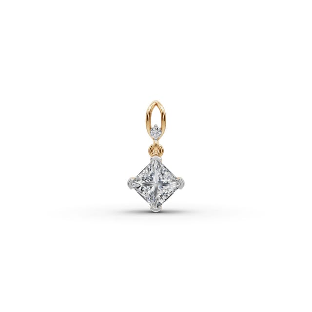 Infinite Line Princess Lab-Grown Diamond Solitaire Pendant in yellow gold, set with lab-grown diamonds