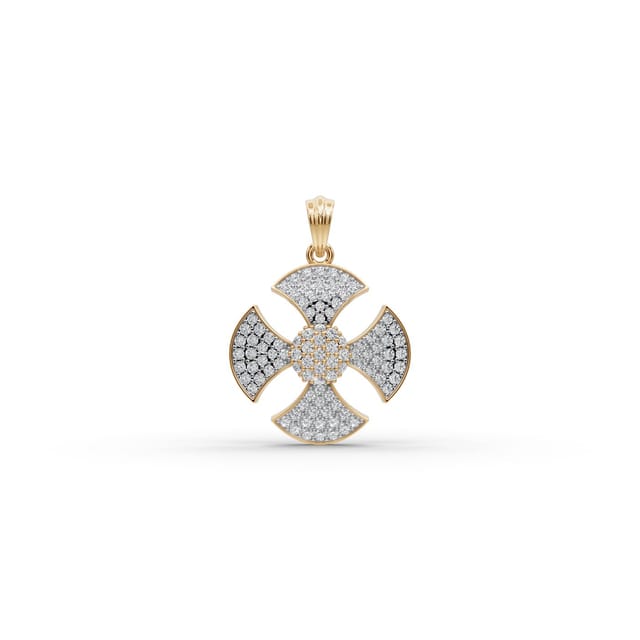 Endless Muse Cross Lab-Grown Diamond Pendant in yellow gold, set with lab-grown diamonds