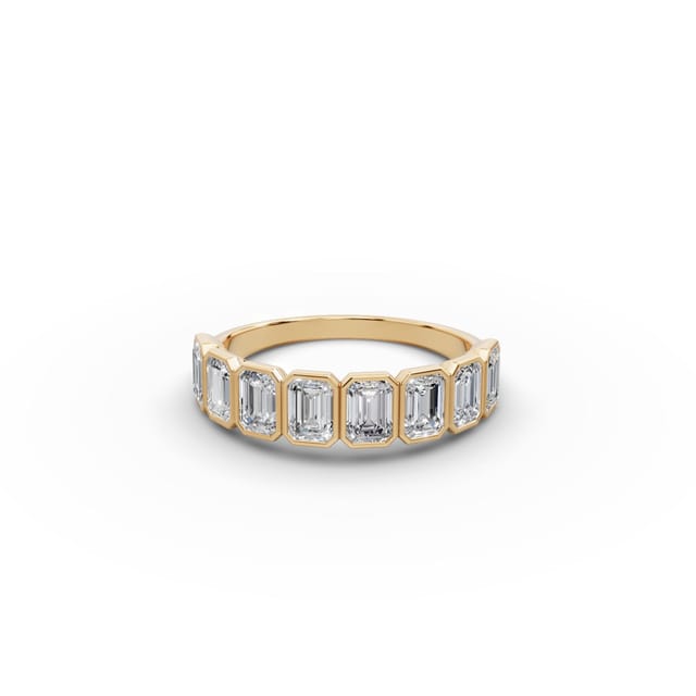Serene Bloom Emerald Lab-Grown Diamond Bands Ring in yellow gold, set with lab-grown diamonds