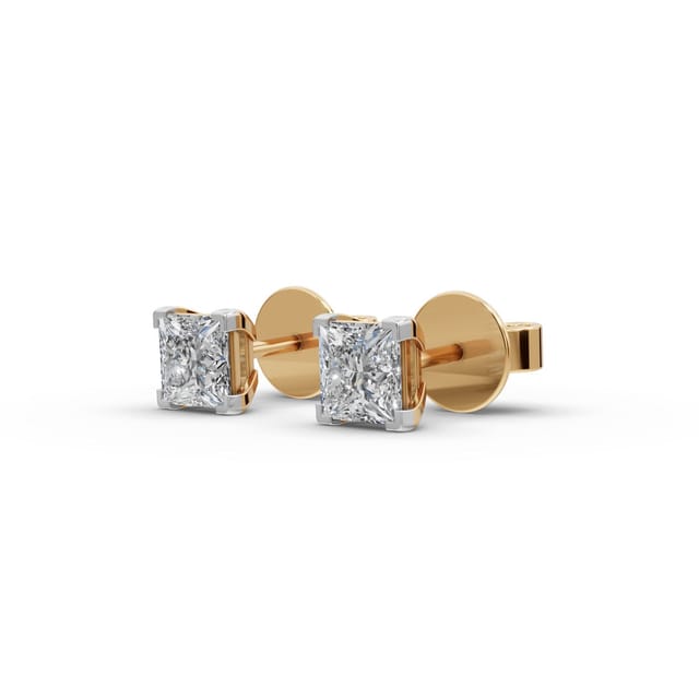 Eternal Ember Princess Lab-Grown Diamond Studs Earring in yellow gold, set with lab-grown diamonds