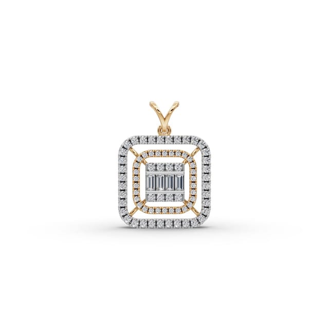 Infinite Whisper Round Lab-Grown Diamond Cluster Pendant in yellow gold, set with lab-grown diamonds