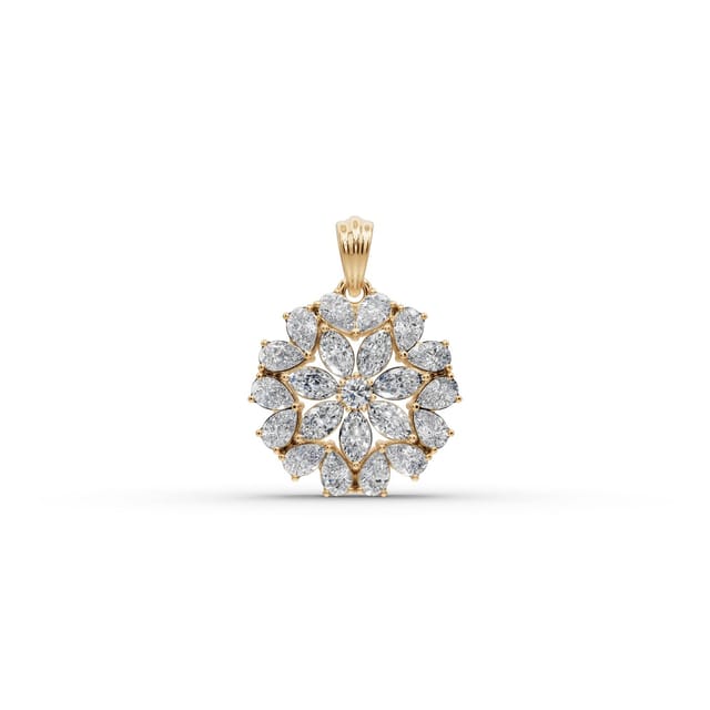 Brilliant Glow Pear Lab-Grown Diamond Cluster Pendant in yellow gold, set with lab-grown diamonds