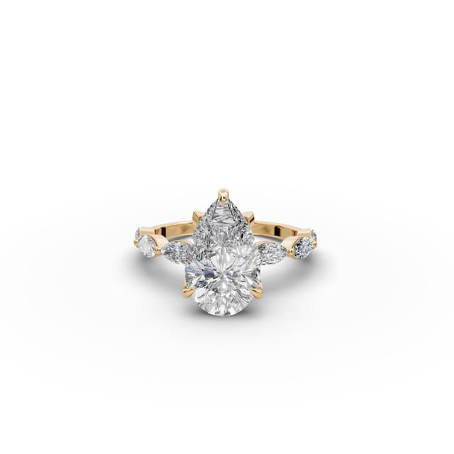 Pristine Dew Pear Lab-Grown Diamond Solitaire Ring in yellow gold, set with lab-grown diamonds