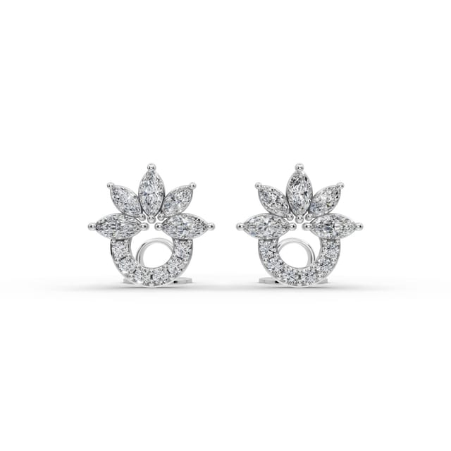 Iconic Sparkle Petal Cluster Stud Lab-Grown Diamond Silver Earring in silver, set with lab-grown diamonds