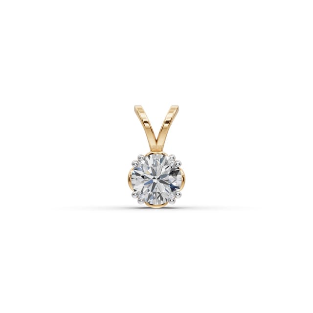 Delicate Ember Round Lab-Grown Diamond Solitaire Pendant in yellow gold, set with lab-grown diamonds