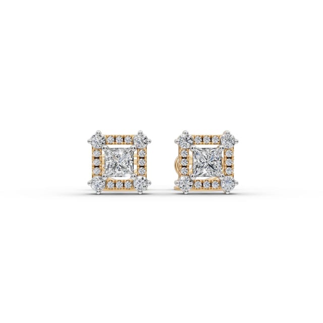 Eternal Line Princess Lab-Grown Diamond Studs Earring in yellow gold, set with lab-grown diamonds