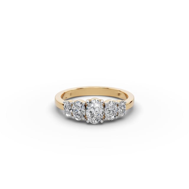 Radiant Whisper Oval Lab-Grown Diamond Five Stone Ring in yellow gold, set with lab-grown diamonds