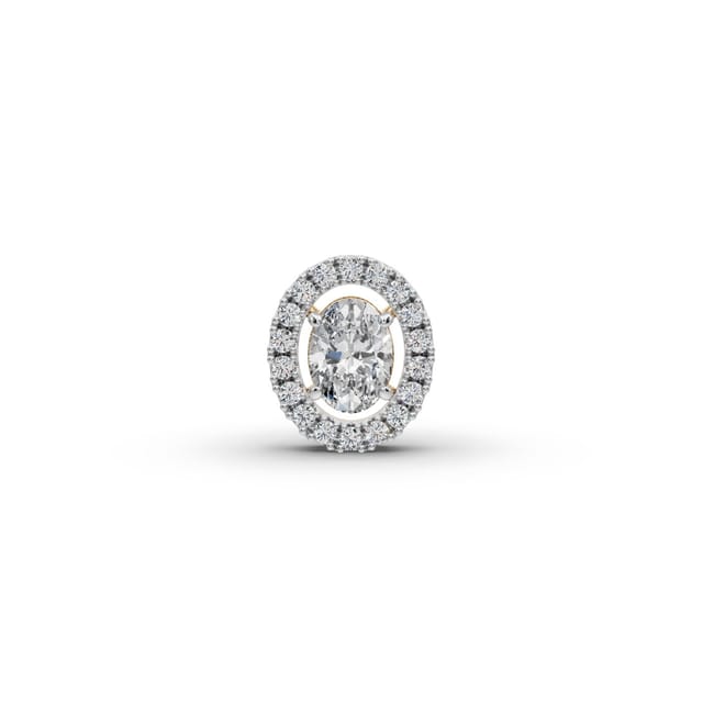 Luminous Line Oval Lab-Grown Diamond Halo Pendant in yellow gold, set with lab-grown diamonds
