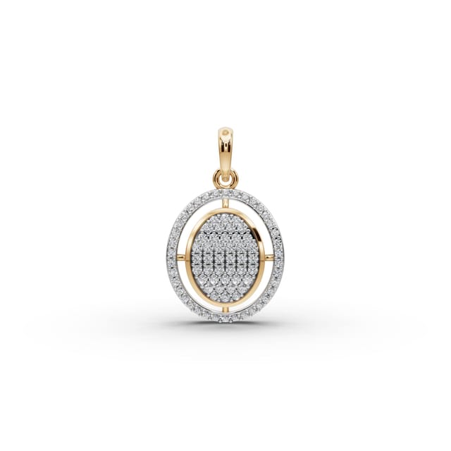 Timeless Line Round Lab-Grown Diamond Cluster Pendant in yellow gold, set with lab-grown diamonds