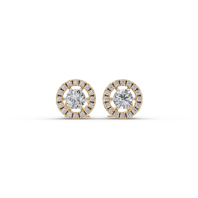 Luminous Grace Round Lab-Grown Diamond Studs Earring in yellow gold, set with lab-grown diamonds
