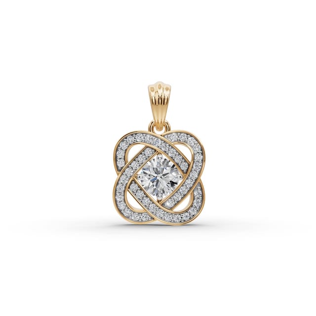 Endless Cascade Love Knot Lab-Grown Diamond Pendant in yellow gold, set with lab-grown diamonds
