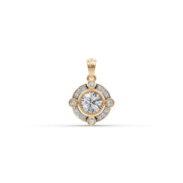 Pristine Promise Round Lab-Grown Diamond Solitaire Pendant in yellow gold, set with lab-grown diamonds